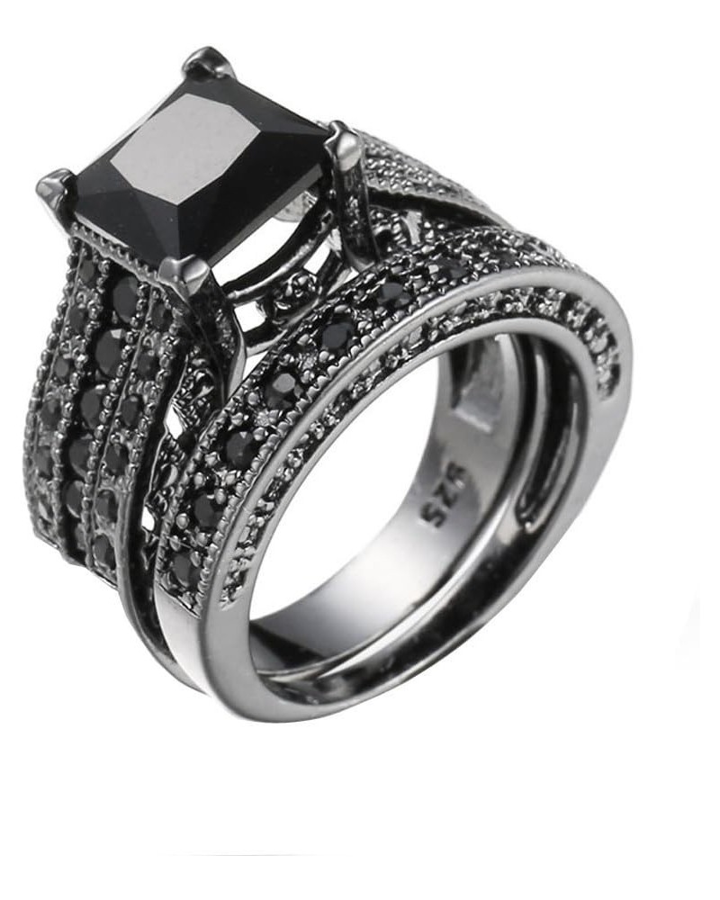 Valentine's Day Rings Gift, 2-in-1 Womens Vintage Silver Engagement Wedding Band Ring Set(6 -A,8) Black 8 $5.97 Rings