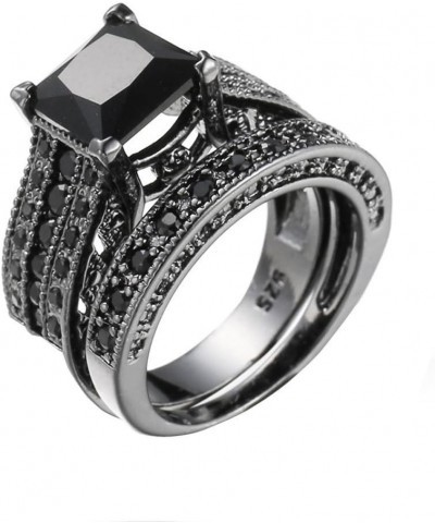 Valentine's Day Rings Gift, 2-in-1 Womens Vintage Silver Engagement Wedding Band Ring Set(6 -A,8) Black 8 $5.97 Rings