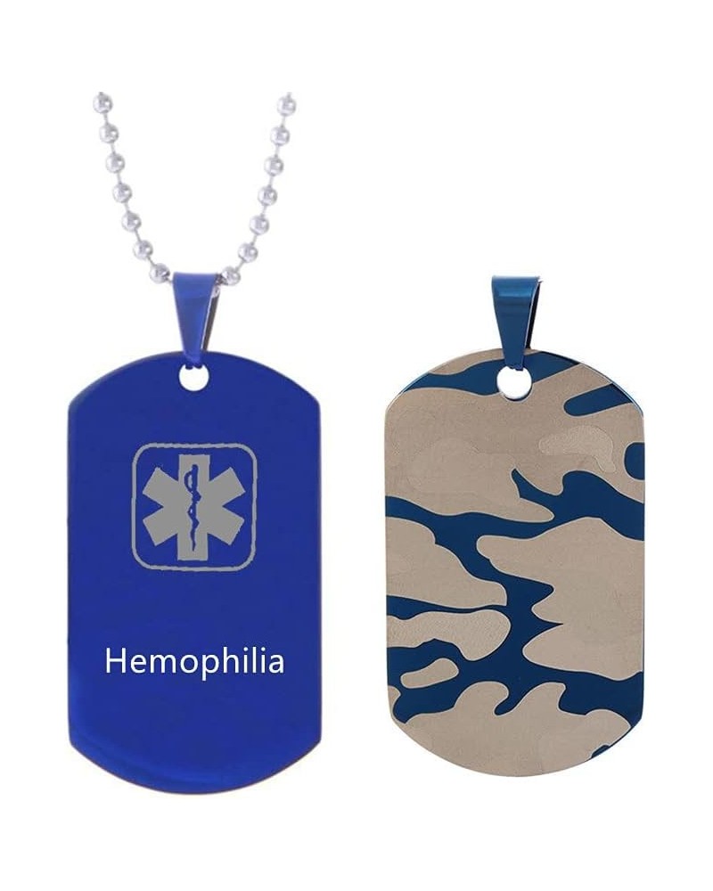 Medical Alert Necklaces for Men Women Stainless Steel Camo Military Dog Tag Emergency ID Identification Pendant Necklace Heal...