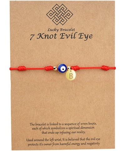 Evil Eye Bracelets Red Rope Letter Alphabet Bracelet 7 Knot Evil Eye Good Luck String Protection Bracelet Link Charm for Wome...