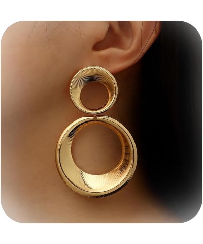 Chunky Gold Earrings Geometric Statement Earrings for Women Trendy Sectored Twisted Earrings Exaggerated Earrings Fashion Jew...