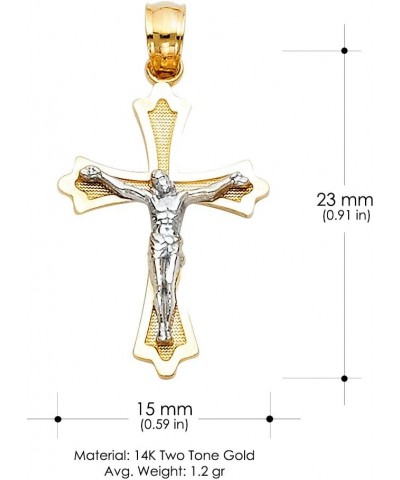 14K Two Tone Gold Jesus Crucifix Cross Pendant with 1.9mm Figaro 3+1 Chain Chain Necklace 24.0 Inches $147.20 Necklaces