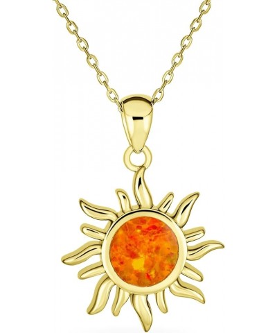 Personalized Irradiance Summer Beach Fun Created Golden Yellow Orange Fire Opal Flaming Sunshine Star Sunburst Necklace Penda...