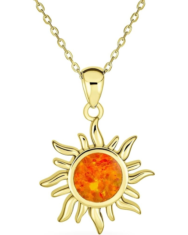 Personalized Irradiance Summer Beach Fun Created Golden Yellow Orange Fire Opal Flaming Sunshine Star Sunburst Necklace Penda...