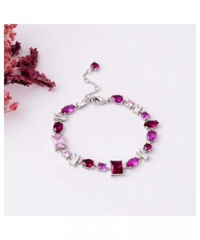 Colorful Gemstone Bracelet for Women Teen Girls Multi Stone Crystal Multicolor CZ Rainbow Bracelet 5A Cubic Zirconia Multicol...