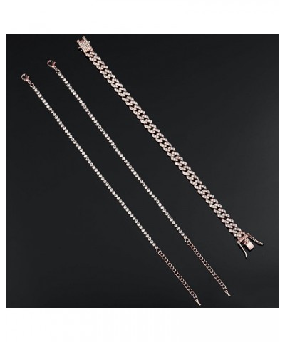 3 Pcs Anklets Bracelet for Women Adjustable Diamond Tennis Anklets for Girl Valentine's Day Wedding Rose Gold 9 Inch $10.07 A...