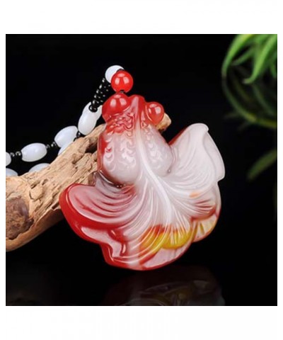 Natural Feng Shui Red Jade Necklace Pendant for Women Genuine Yoga Golden Jade Fortune Fish Fashion Auspicious $16.59 Necklaces