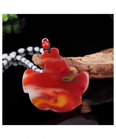 Natural Feng Shui Red Jade Necklace Pendant for Women Genuine Yoga Golden Jade Fortune Fish Fashion Auspicious $16.59 Necklaces