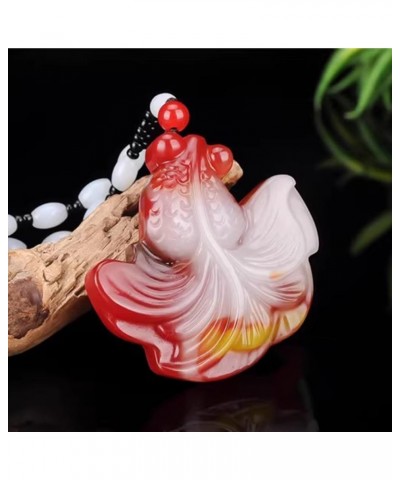 Natural Feng Shui Red Jade Necklace Pendant for Women Genuine Yoga Golden Jade Fortune Fish Fashion Auspicious $16.59 Necklaces