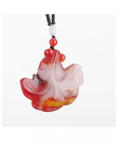 Natural Feng Shui Red Jade Necklace Pendant for Women Genuine Yoga Golden Jade Fortune Fish Fashion Auspicious $16.59 Necklaces