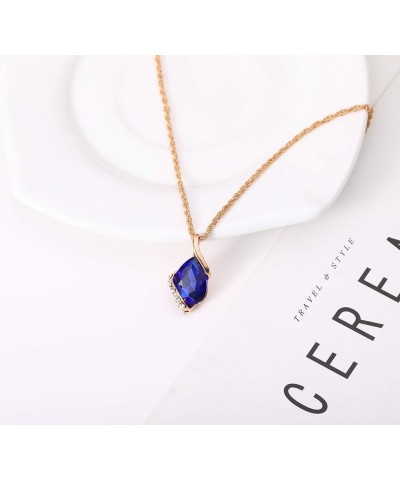 Women Crystal Pendant Gold Plated Chain Necklace Earring Jewelry Set blue $6.59 Jewelry Sets