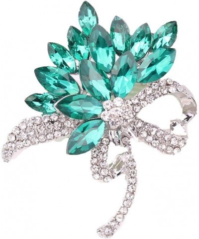 Women's Austrian Crystal Brooch Wedding Flower Leaf Bouquet Brooch Green $9.53 Others