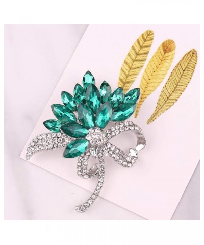 Women's Austrian Crystal Brooch Wedding Flower Leaf Bouquet Brooch Green $9.53 Others