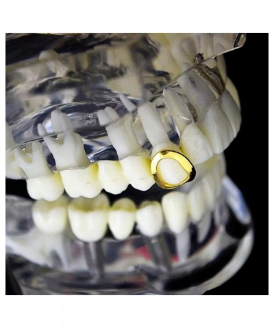 Open Face 14k Gold Plated Grillz Single Cap Top Hollow Canine Tooth Hip Hop Grills $8.94 Body Jewelry