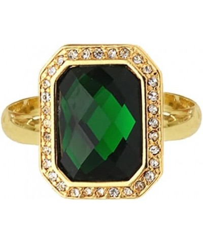 Green Simulated Emerald Statement Ring Women's Classical Gem Stone Engagement Jewelry Big Crystal Wedding Open Ring AAAA Cubi...