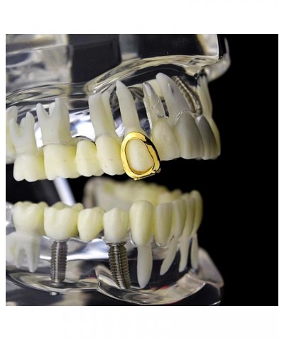 Open Face 14k Gold Plated Grillz Single Cap Top Hollow Canine Tooth Hip Hop Grills $8.94 Body Jewelry