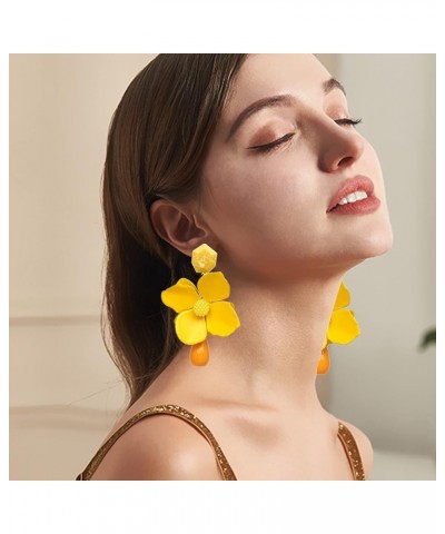 Retro Teardrop Big Flower Dangle Earrings Boho Layered Floral Petal Drop Earrings Statement fashion Earring for Women Girls y...