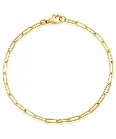 | ELYA Stainless Steel Adjustable Paperclip Bracelet - 3mm to 7mm Wide Mini - Gold $14.38 Bracelets