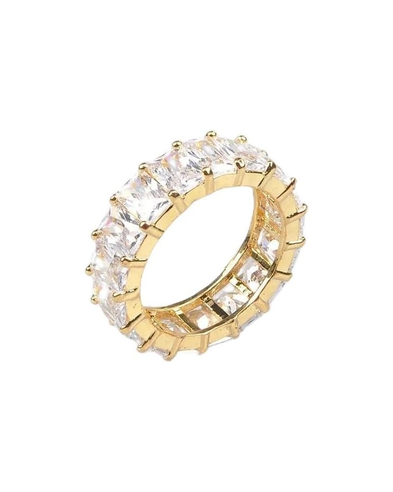 6mm 18K Gold Plated Wedding Eternity Ring Band with Clear Emerald Cut Cubic Zirconia Gemstones $11.01 Rings