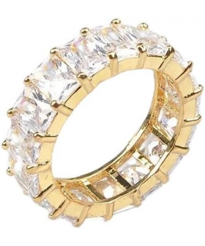 6mm 18K Gold Plated Wedding Eternity Ring Band with Clear Emerald Cut Cubic Zirconia Gemstones $11.01 Rings