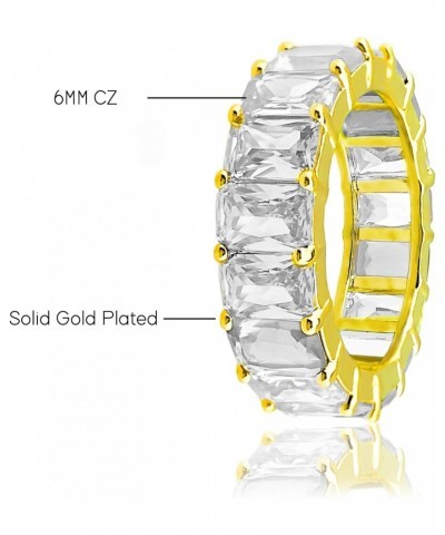 6mm 18K Gold Plated Wedding Eternity Ring Band with Clear Emerald Cut Cubic Zirconia Gemstones $11.01 Rings