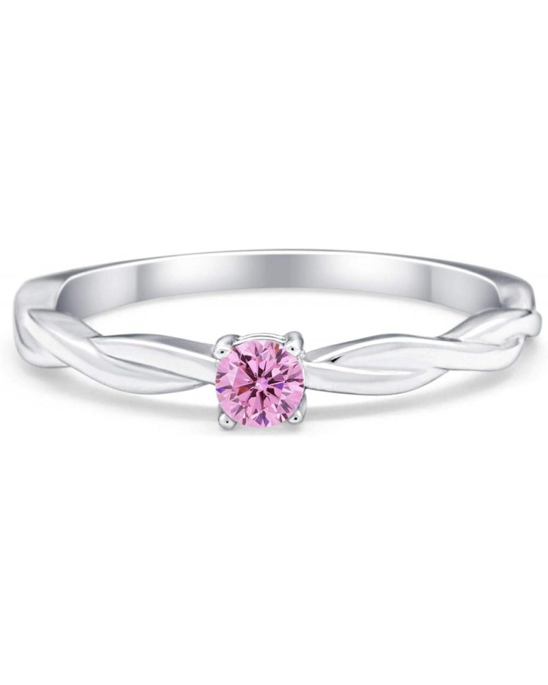 Infinity Shank Petite Dainty Wedding Engagemnet Ring Round Simulated Cubic Zirconia 925 Sterling Silver Simulated Pink CZ $14...