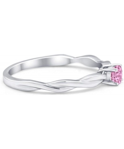 Infinity Shank Petite Dainty Wedding Engagemnet Ring Round Simulated Cubic Zirconia 925 Sterling Silver Simulated Pink CZ $14...