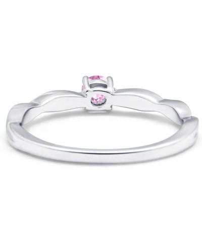 Infinity Shank Petite Dainty Wedding Engagemnet Ring Round Simulated Cubic Zirconia 925 Sterling Silver Simulated Pink CZ $14...