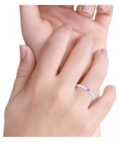 Infinity Shank Petite Dainty Wedding Engagemnet Ring Round Simulated Cubic Zirconia 925 Sterling Silver Simulated Pink CZ $14...