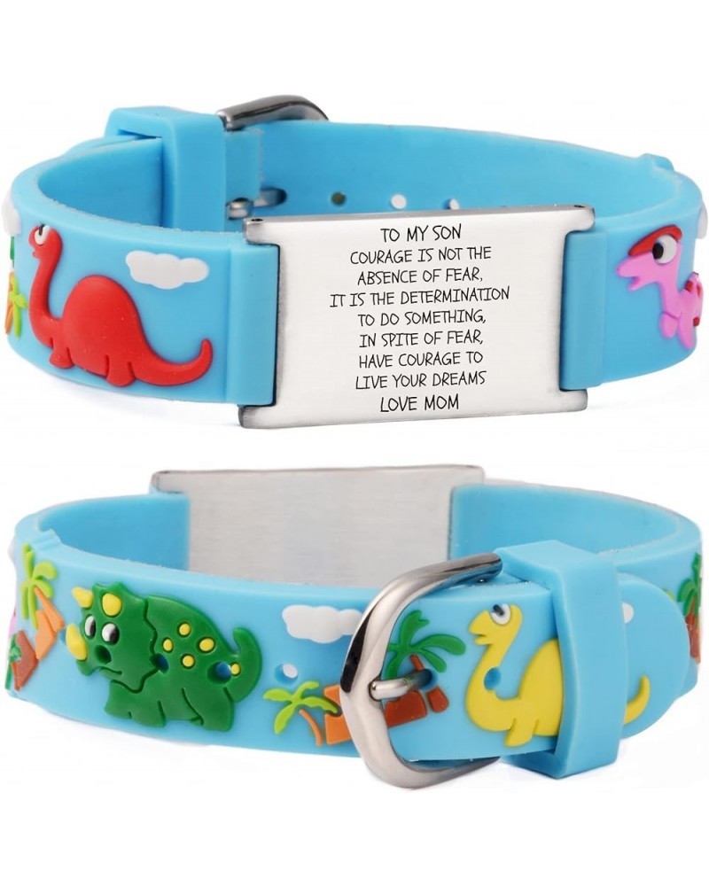 Cartoon Inspirational Bracelets to My son My daughter gift from dad mom for Graduation, birthday Blue-dinosaur to my son-v3 $...