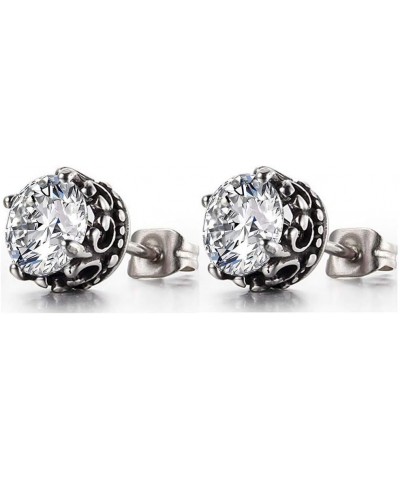 Retro Vintage Celtic Knot Stainless Steel Fire Crystal Stud Earrings Clear $8.99 Earrings