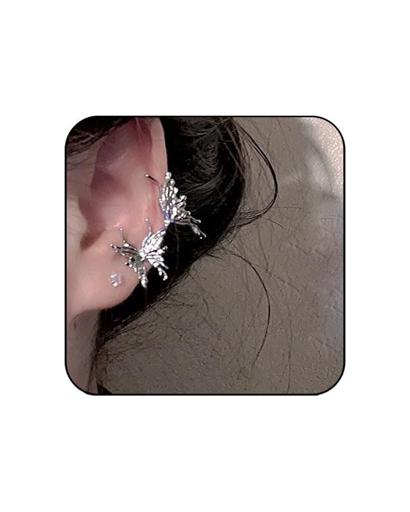 Ear Cuff Earrings for Women Cubic Zirconia Hoop Huggie Ear Cuffs for Women Non Piercing for Girls C-Silver butterfly $8.84 Ea...