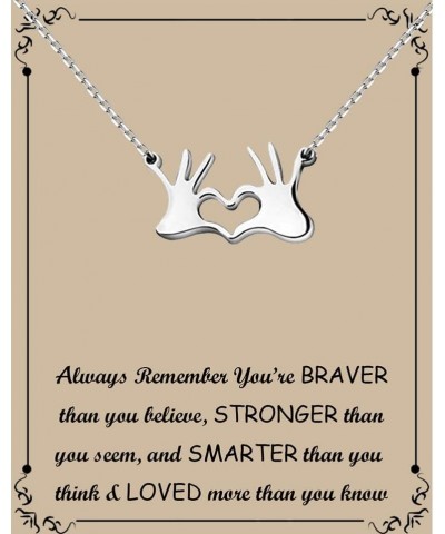 Heart-hand Symbol Love Heart Necklace Thank You Love You Gift Heart-Hand card $9.35 Necklaces