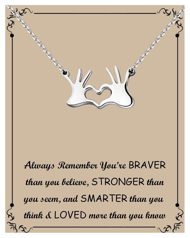 Heart-hand Symbol Love Heart Necklace Thank You Love You Gift Heart-Hand card $9.35 Necklaces