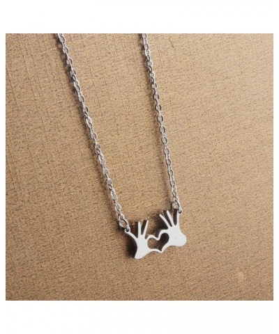 Heart-hand Symbol Love Heart Necklace Thank You Love You Gift Heart-Hand card $9.35 Necklaces