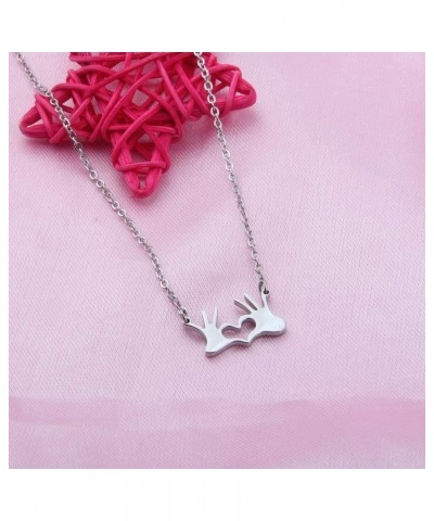 Heart-hand Symbol Love Heart Necklace Thank You Love You Gift Heart-Hand card $9.35 Necklaces