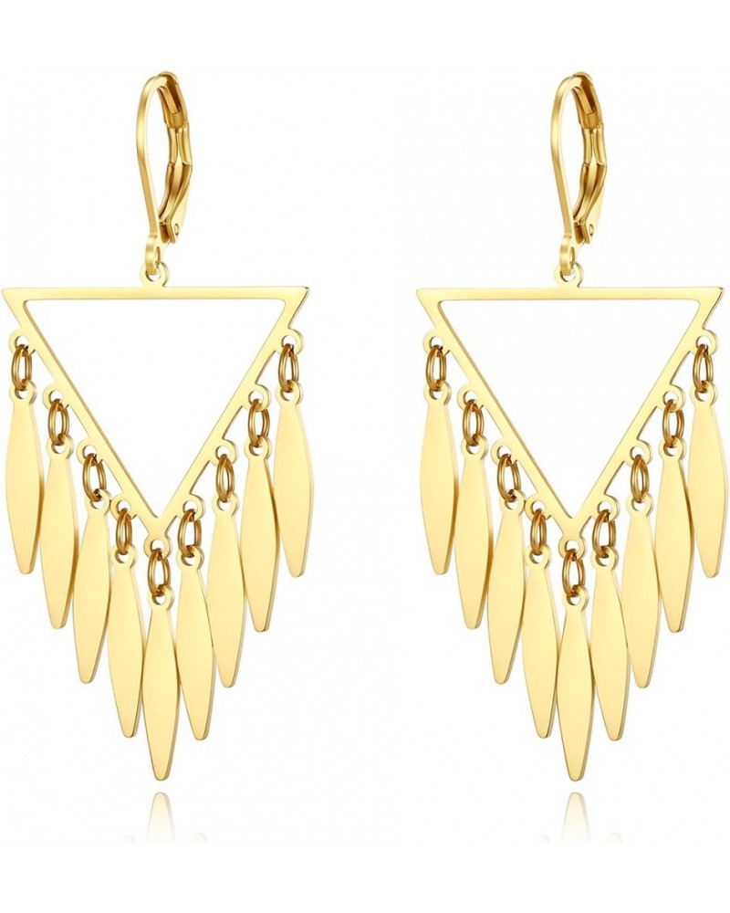 Cut-out Dangling Chandelier Earrings, Drop Dangled Earring Dangling Geometric Shape Tassel Earrings TRIANGLE-GOLD $9.87 Earrings