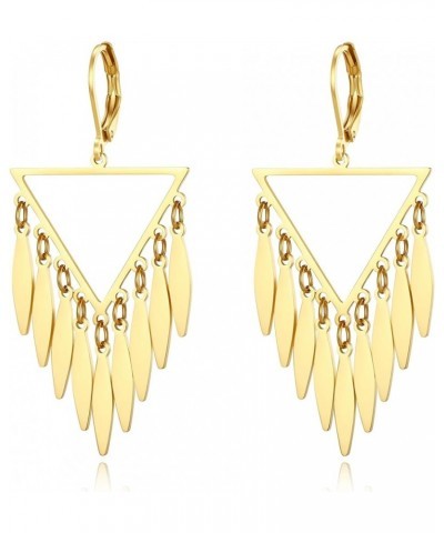 Cut-out Dangling Chandelier Earrings, Drop Dangled Earring Dangling Geometric Shape Tassel Earrings TRIANGLE-GOLD $9.87 Earrings