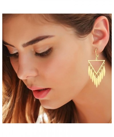 Cut-out Dangling Chandelier Earrings, Drop Dangled Earring Dangling Geometric Shape Tassel Earrings TRIANGLE-GOLD $9.87 Earrings