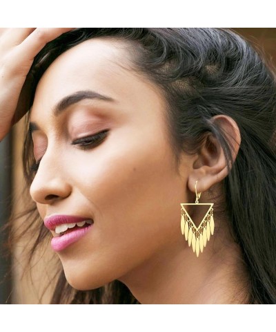 Cut-out Dangling Chandelier Earrings, Drop Dangled Earring Dangling Geometric Shape Tassel Earrings TRIANGLE-GOLD $9.87 Earrings