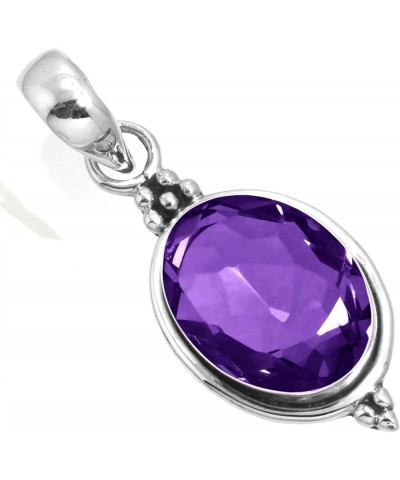 925 Sterling Silver Handmade Pendant for Women 10x14 Oval Gemstone Costume Silver Jewelry for Gift (99553_P) Amethyst Quartz ...