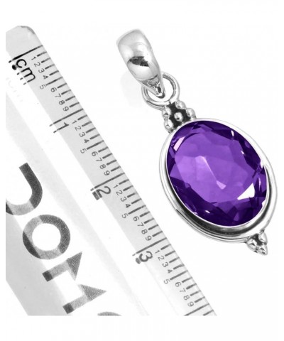 925 Sterling Silver Handmade Pendant for Women 10x14 Oval Gemstone Costume Silver Jewelry for Gift (99553_P) Amethyst Quartz ...