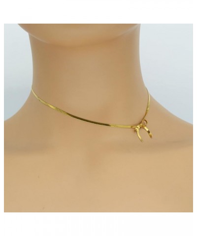 Dainty Bow Necklace Gold Silver Bow Tie Pendant Choker Necklace for Women and Girls Simple Chain Fashion Bowknot Necklace Jew...