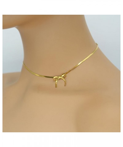 Dainty Bow Necklace Gold Silver Bow Tie Pendant Choker Necklace for Women and Girls Simple Chain Fashion Bowknot Necklace Jew...