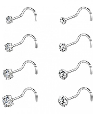 10Pcs 18G 20G Nose Ring Surgical Steel Nose Rings Studs Piercing 1.5mm 2mm 2.5mm 3mm Round Diamond CZ L Shaped Corkscrew Nose...