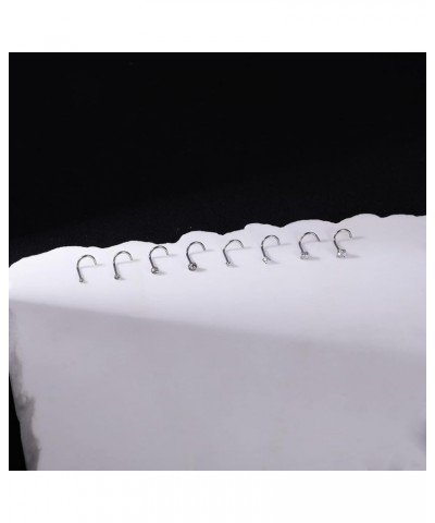 10Pcs 18G 20G Nose Ring Surgical Steel Nose Rings Studs Piercing 1.5mm 2mm 2.5mm 3mm Round Diamond CZ L Shaped Corkscrew Nose...