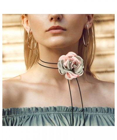 3PCS Flower Choker Necklace Fabric Long Choker Flower Rose Necklace Collar Choker for Women Girls Wedding Party Type 4 $7.97 ...