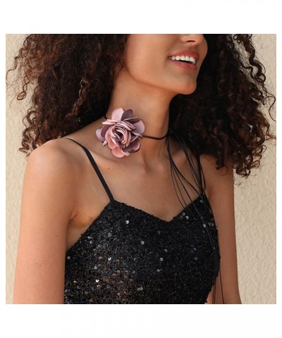 3PCS Flower Choker Necklace Fabric Long Choker Flower Rose Necklace Collar Choker for Women Girls Wedding Party Type 4 $7.97 ...