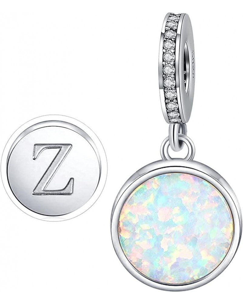 Initial Letter Charm Fit for Pandora Charms Bracelet A-Z 26 Capital Letter Opal Charms for Bracelet Necklace Z $8.84 Bracelets