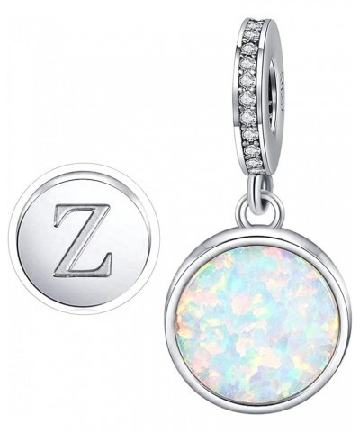 Initial Letter Charm Fit for Pandora Charms Bracelet A-Z 26 Capital Letter Opal Charms for Bracelet Necklace Z $8.84 Bracelets